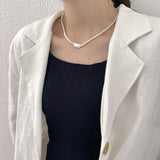 SHANICE S925 Pearl Coin Portrait Pendant Necklace Vintage Link Chain Punk