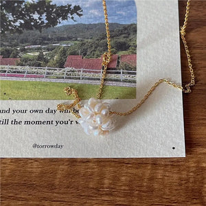 SHANICE S925 Silver Pearls Choker Necklace Baroque Pearl Pendant Chain