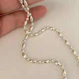 SHANICE Sterling Silver Oval Bead Ball Chain Necklace