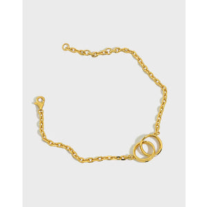 SHANICE S925 Silver Anklet Bracelet Double Circle Interlock Chain