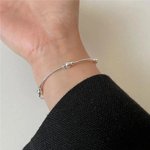SHANICE S925 Sterling Silver Beads Geometric Elastic Bracelet
