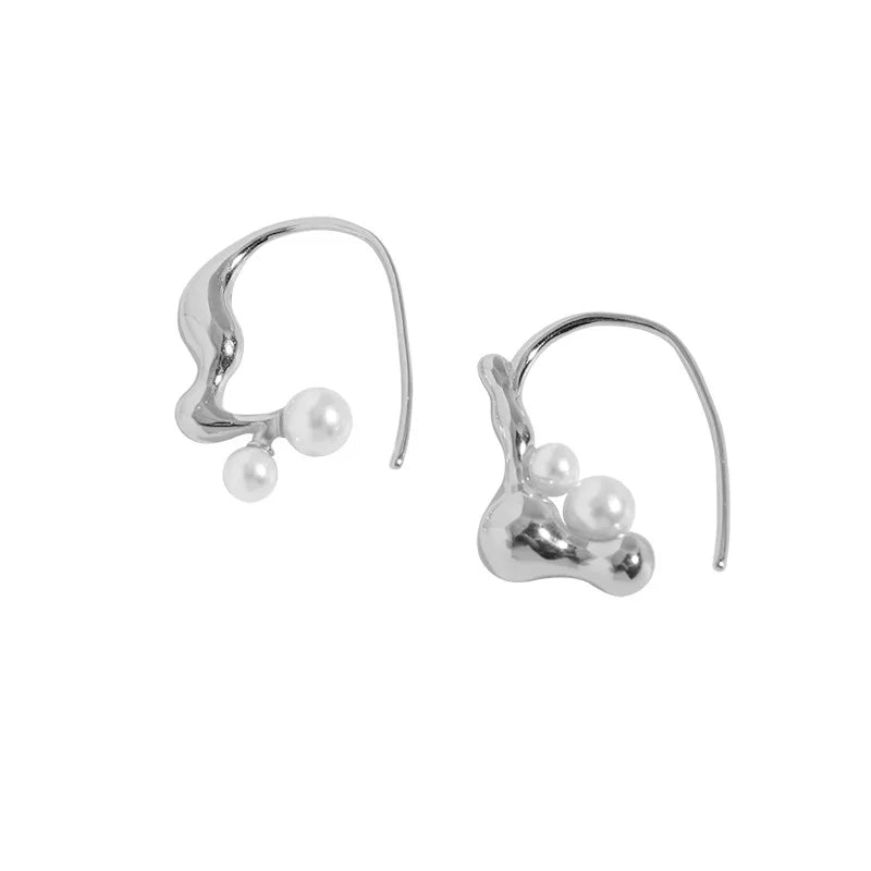 SHANICE S925 Silver Asymmetric Pearl Earrings