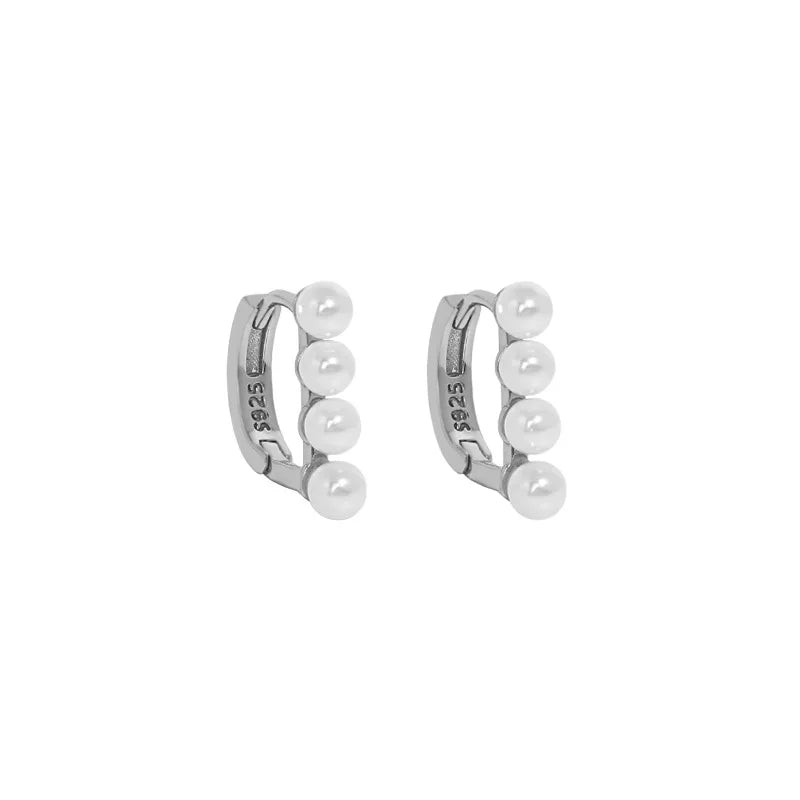SHANICE S925 Silver Pearl Hoop Earrings Bohemian Wedding Jewelry