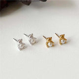 SHANICE S925 Sterling Silver Bear Pearl Earrings