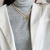 SHANICE S925 Freshwater Pearl Letter Choker Necklace