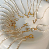 SHANICE S925 Freshwater Pearl Letter Choker Necklace