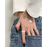 SHANICE S925 Portrait Coin Bracelet Bohemian Retro Chain Heart Pendant