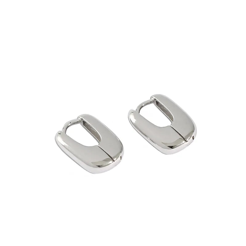 SHANICE S925 Geometric Oval Earrings Sterling Silver Ear Buckle
