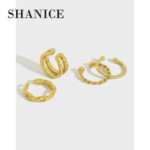 SHANICE S925 Silver Ear Buckle Twist Double-Layer Ear Clip