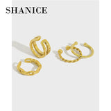 SHANICE S925 Silver Ear Buckle Twist Double-Layer Ear Clip