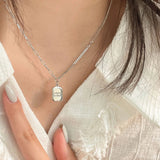 SHANICE S925 Silver Square Letter Necklace Niche Clavicle