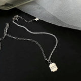 SHANICE S925 Silver Square Letter Necklace Niche Clavicle
