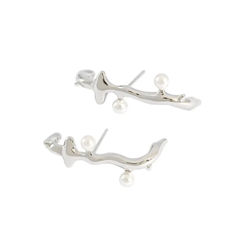 SHANICE S925 Sterling Silver Stud Earrings Shell Beads Female Jewelry