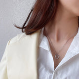 SHANICE Women S925 Silver Oval Donuts Pendant Necklace Heavy Link Chain