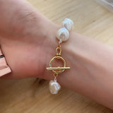 SHANICE Women's S925 Silver Pearl Lock Chain Bracelet