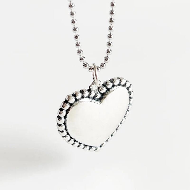 SHANICE Vintage 925 Silver Love Heart Pendant Twist Beads Necklace