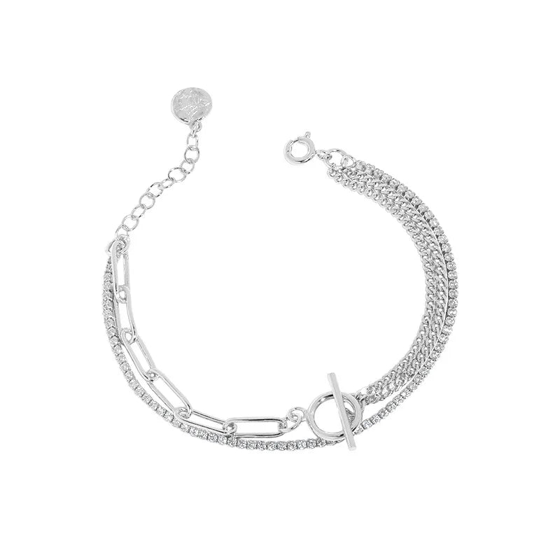 SHANICE zircon OT double-layer chain S925 silver bracelet