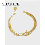 SHANICE zircon OT double-layer chain S925 silver bracelet