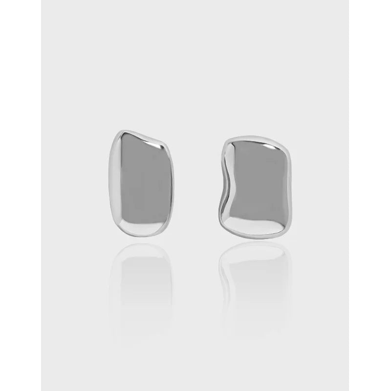 SHANICE minimalist smooth S925 silver asymmetric earrings
