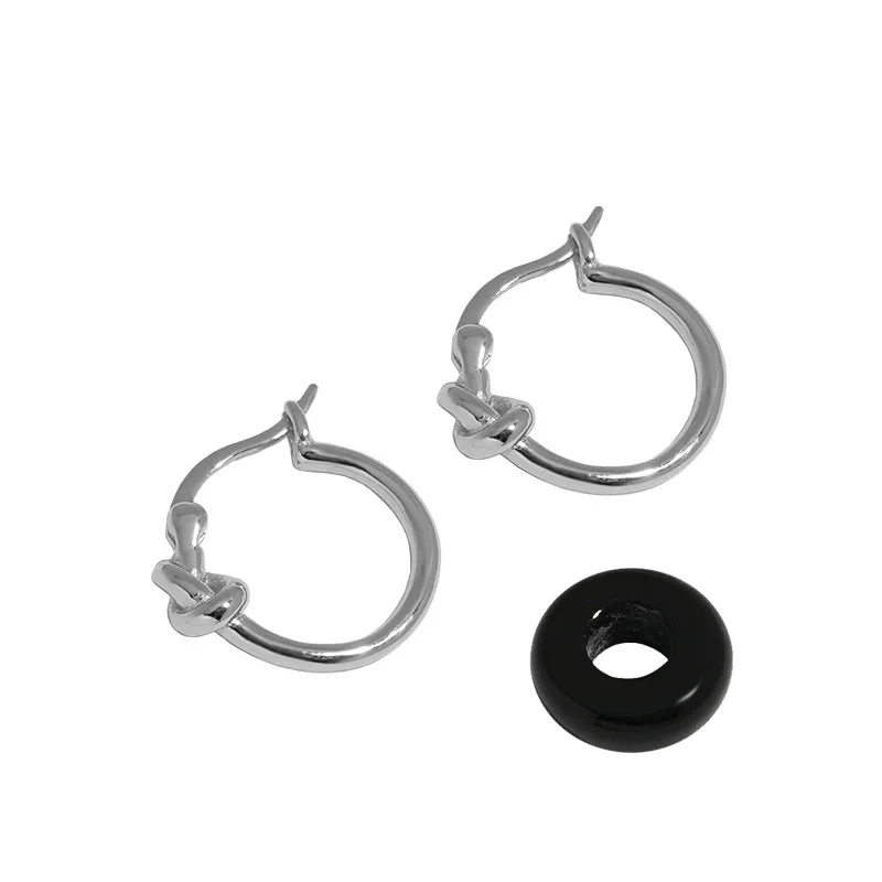 Minimalist Rope Knot Jade Ring Texture Earrings
