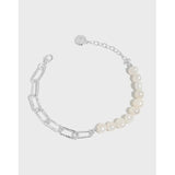 SHANICE Baroque Pearl Chain Texture S925 Sterling Silver Bracelet