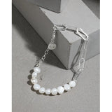 SHANICE Baroque Pearl Chain Texture S925 Sterling Silver Bracelet