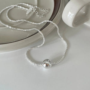 SHANICE S925 Sterling Silver Ball Necklace Clavicle Pendant