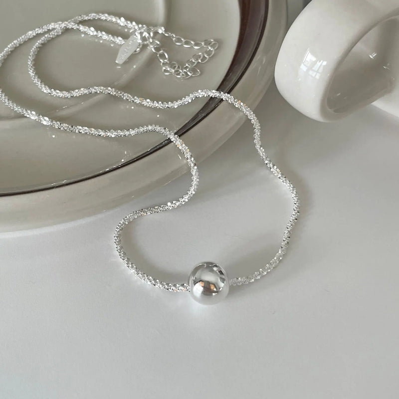 SHANICE S925 Sterling Silver Ball Necklace Clavicle Pendant