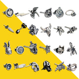 925 Sterling Silver Shark Stud Earrings Punk Gothic Jewelry