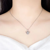 925 Silver Heart Pendant Necklace with Austrian Rhinestone Crystals