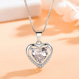 925 Silver Heart Pendant Necklace with Austrian Rhinestone Crystals