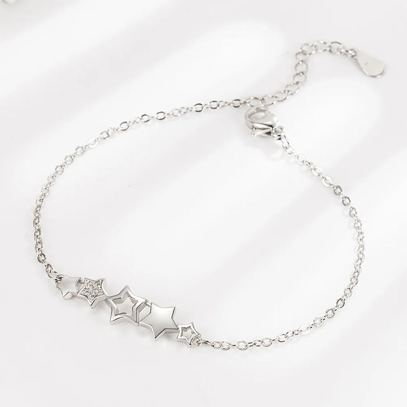 925 Silver Bracelet Womens Star Splicing Hot Jewelry WH225