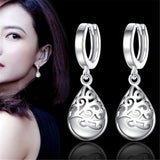 Pink Opal Stone Hoops Drop Earrings 925 Sterling Silver Female Party Jewelry