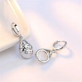 Pink Opal Stone Hoops Drop Earrings 925 Sterling Silver Female Party Jewelry