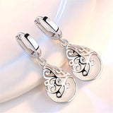 Pink Opal Stone Hoops Drop Earrings 925 Sterling Silver Female Party Jewelry