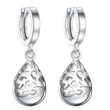 Pink Opal Stone Hoops Drop Earrings 925 Sterling Silver Female Party Jewelry