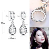 Pink Opal Stone Hoops Drop Earrings 925 Sterling Silver Female Party Jewelry