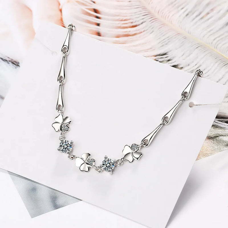 Four Leaf Clover Rhinestone Bracelet Women's Jewelry