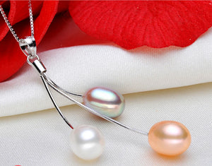 Multicolour Tassel Pearl Necklace 925 Sterling Silver Jewelry