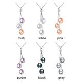 Multicolour Tassel Pearl Necklace 925 Sterling Silver Jewelry