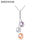 Multicolour Tassel Pearl Necklace 925 Sterling Silver Jewelry