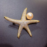 Starfish Brooch Natural Pearl Jewelry Gift