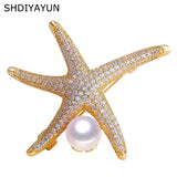 Starfish Brooch Natural Pearl Jewelry Gift
