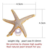 Starfish Brooch Natural Pearl Jewelry Gift