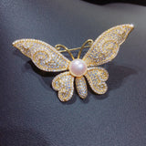 Butterfly Pearl Brooch Classic Women's Pin Natural Freshwater Jewelry Gift
