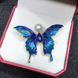 Enamel Butterfly Pearl Brooch Wedding Jewelry