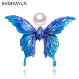 Enamel Butterfly Pearl Brooch Wedding Jewelry