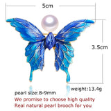 Enamel Butterfly Pearl Brooch Wedding Jewelry