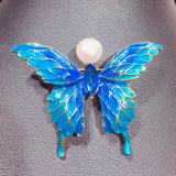 Enamel Butterfly Pearl Brooch Wedding Jewelry