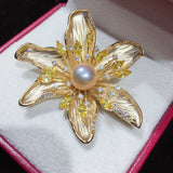 Flower Pearl Brooch Pins Natural Freshwater Pearl Fine Jewelry Gift
